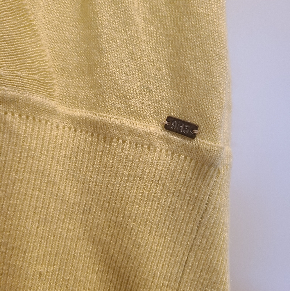 Saks Fifth Avenue 9|15 Yellow Silk and Brown Leather Racerback Faux Wrap Blouse - Picture 10 of 12